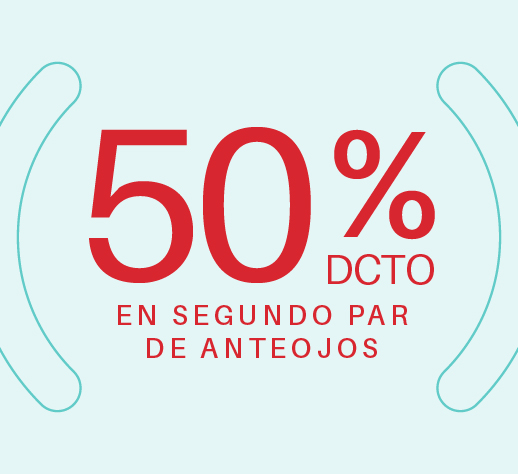 50% de dcto segunda unidad de anteojos